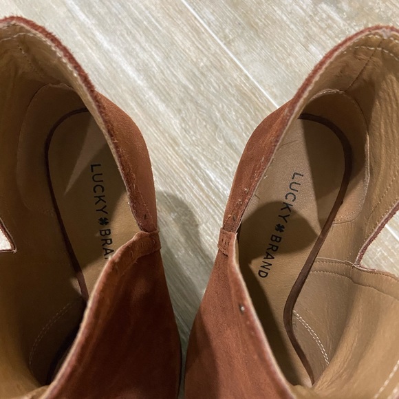 Lucky Brand (never worn) brown suede open toe bootie size 8 - Picture 11 of 13